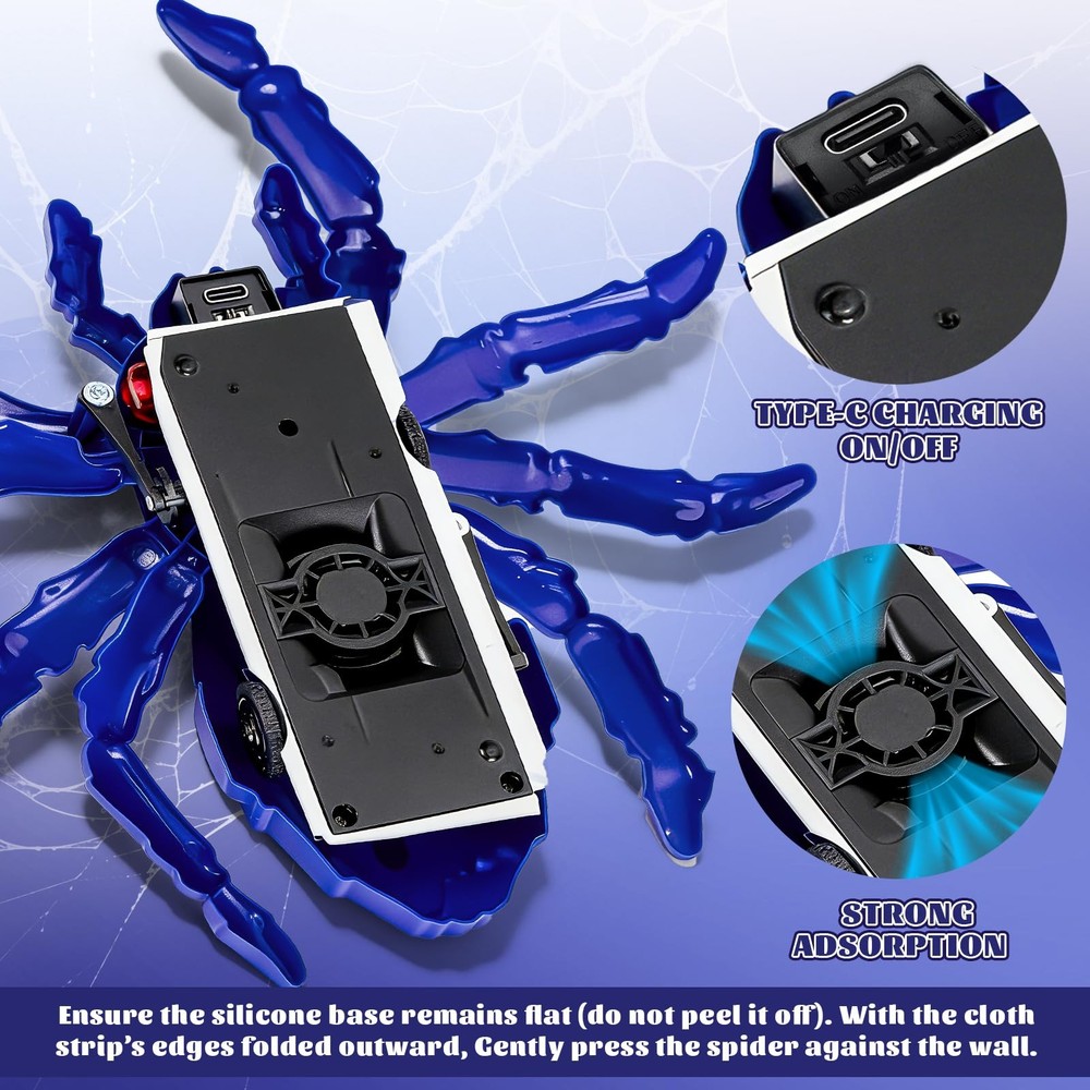 Cooldele Wall Crawling Spider, Rechargeable Remote Control Robot Toy for Blue