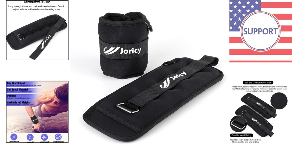 Adjustable Ankle Weights Pair 10LBS for Strength Training and Physical Therapy