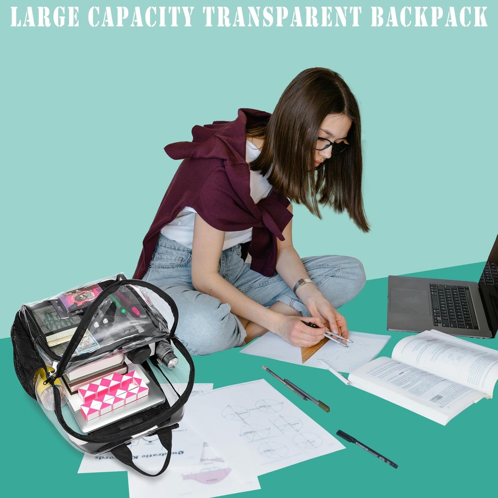Clear Backpacks for School18'' Large Clear Backpack Heavy Duty Clear Backpack...
