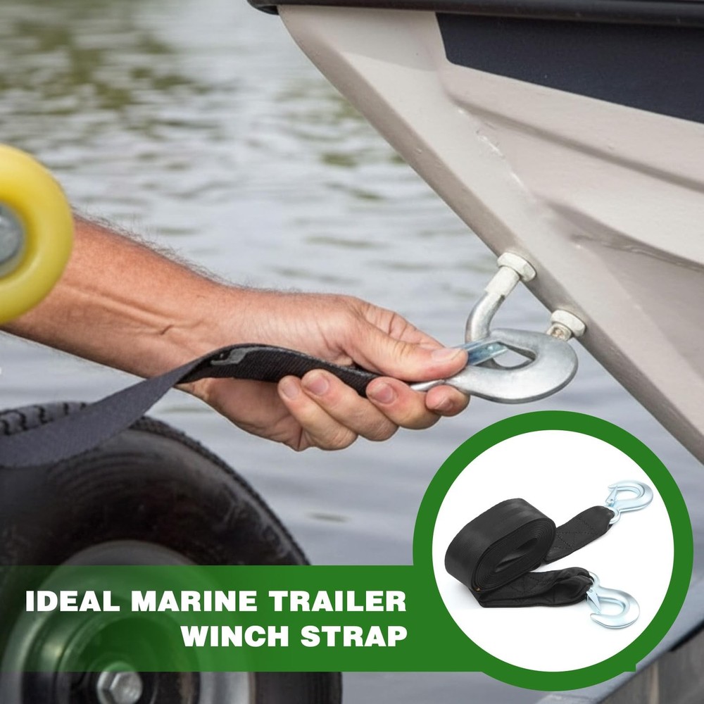 Bememo 2 Pack 2"x20' Boat Trailer Winch Strap w/ Double Hook 9642019