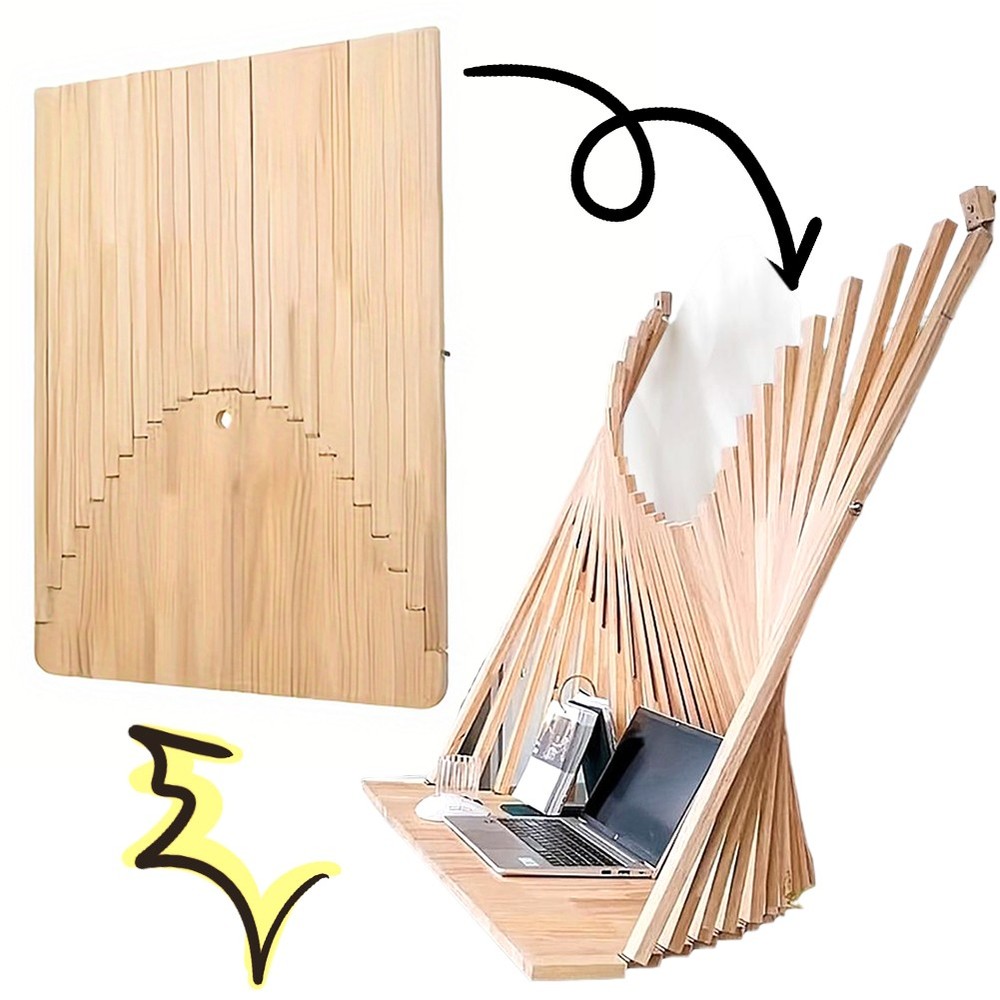 Folding Desk Wall Mounted Computer Desk Table Solid Wood Home office Decor US