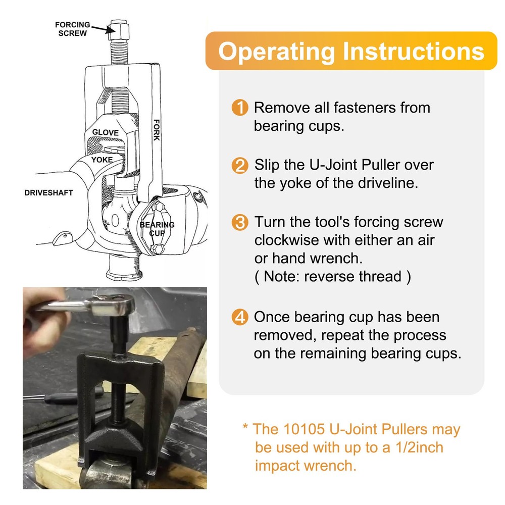 10105 Heavy-Duty Universal Joint Puller Press Removal U-Joint Tool Class 1-3 US