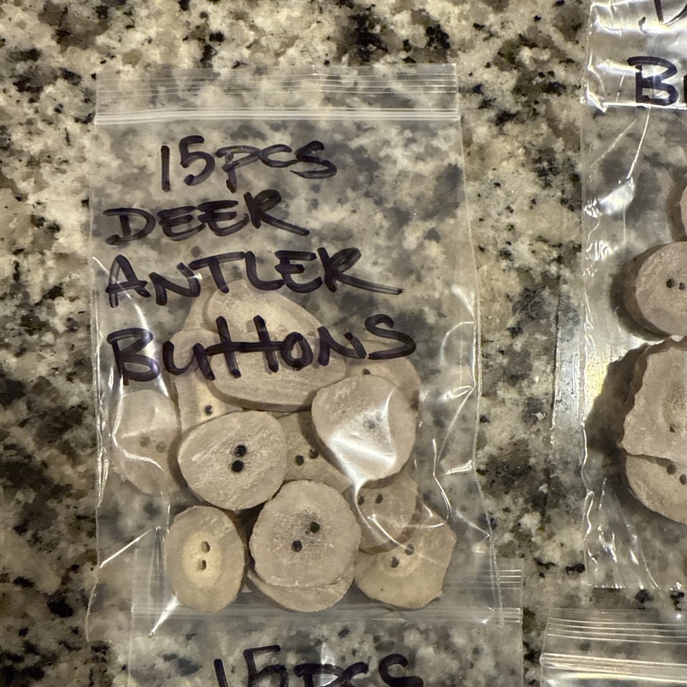 Deer Antler Buttons, 15 count