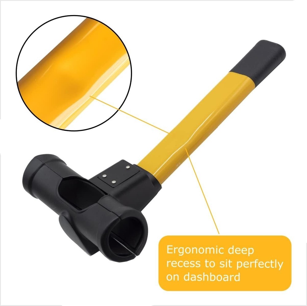 Compact Steering Wheel Secure Lock - Enhanced Vehicle Protection in Yellow