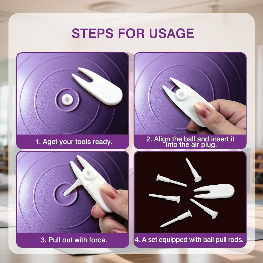 Durable Exercise Ball Plug Set: 5 Stoppers & Remover Tool for Easy Maintenance