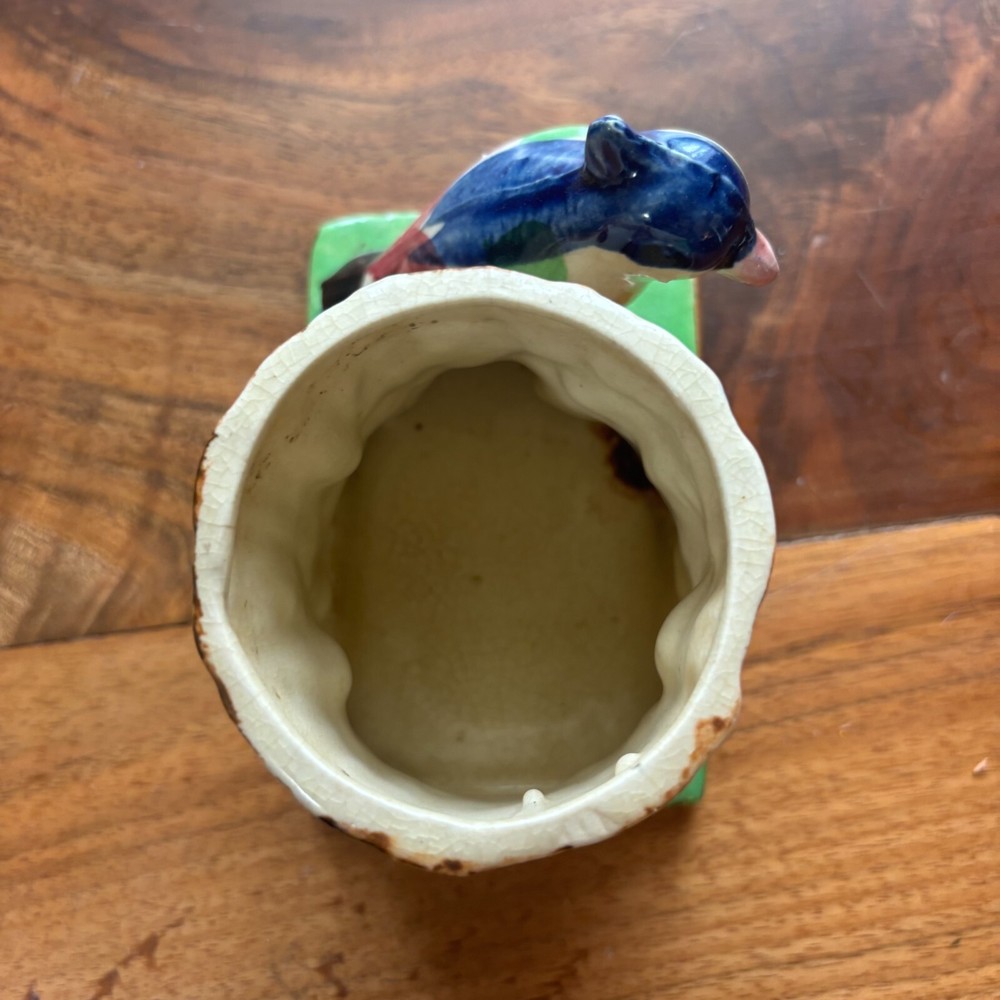 Ceramic Bird Tree Stump Candle Holder 4 1/2" L - 3" Depth - 3 1/2" Tall