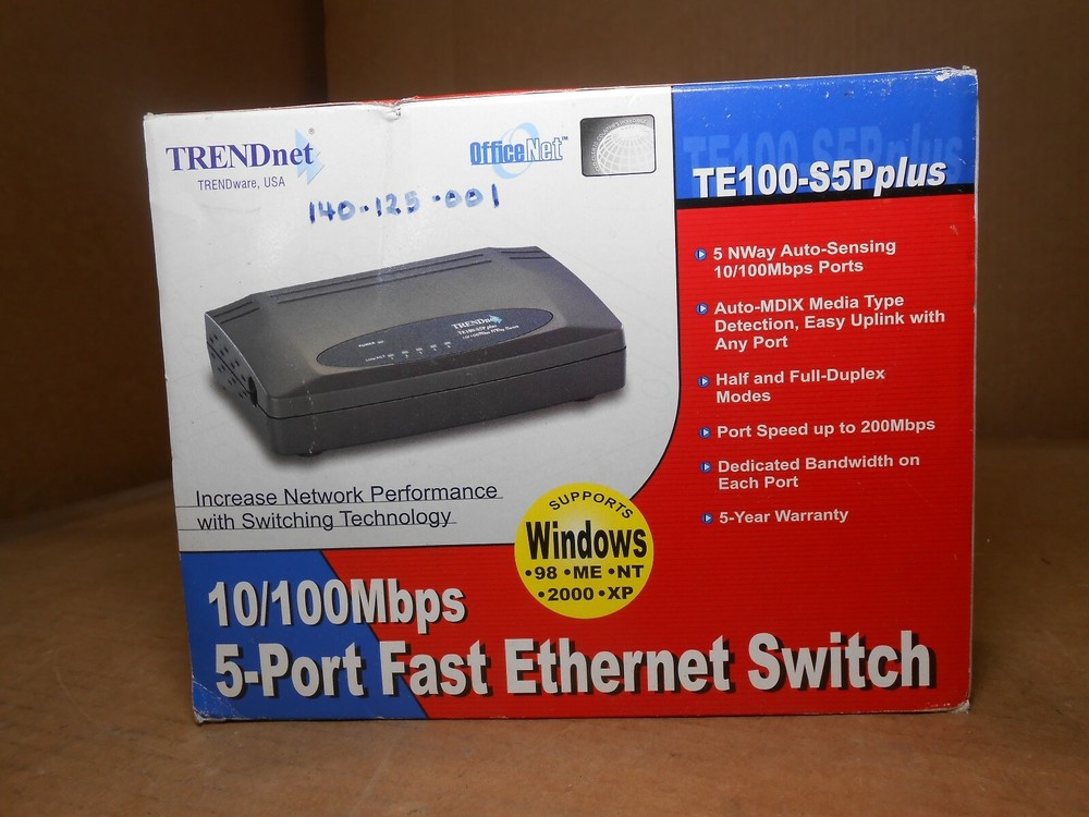 TRENDNET TE100-S5P PLUS 10/100MBPS 5-PORT FAST ETHERNET SWITCH