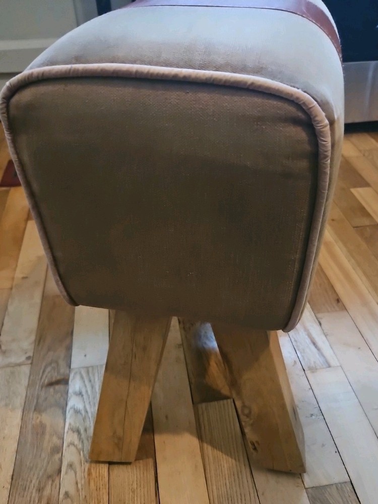 POMMELL FOOTSTOOL/ AWESOME CANVAS AND LEATHER.