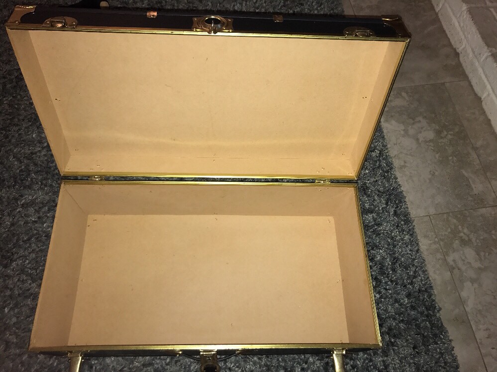 Vintage Seward Black Steamer Trunk