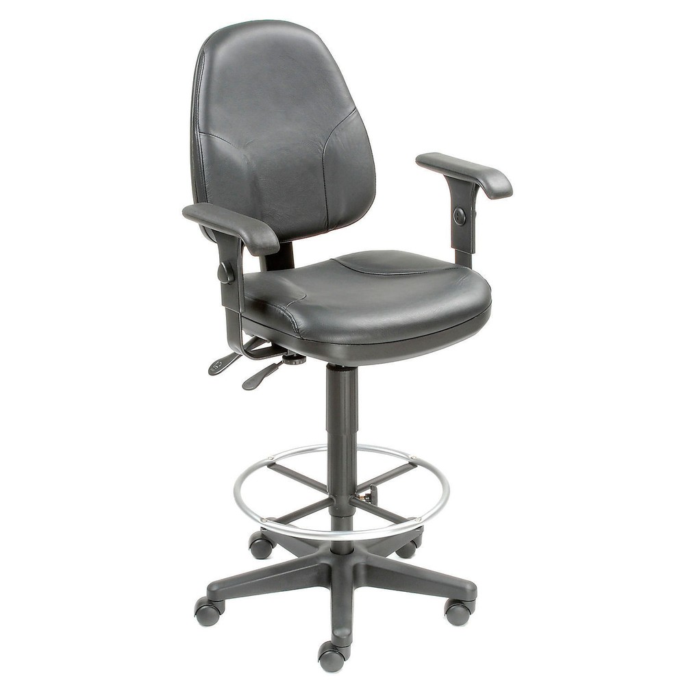 Leather Stool - Operator Synchro Mechanism - 360176; Footrest With Armrests