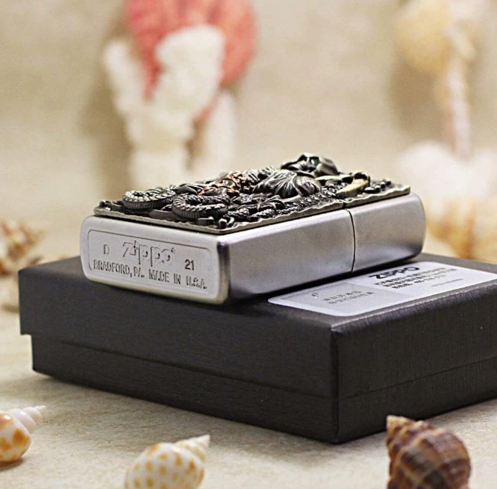 New Zippo oil Lighter skeleton Silver with box