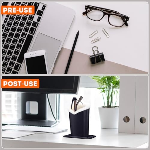 Plush Lined Eyeglasses Holder, PU Leather Glasses Stand Case Solid Navy