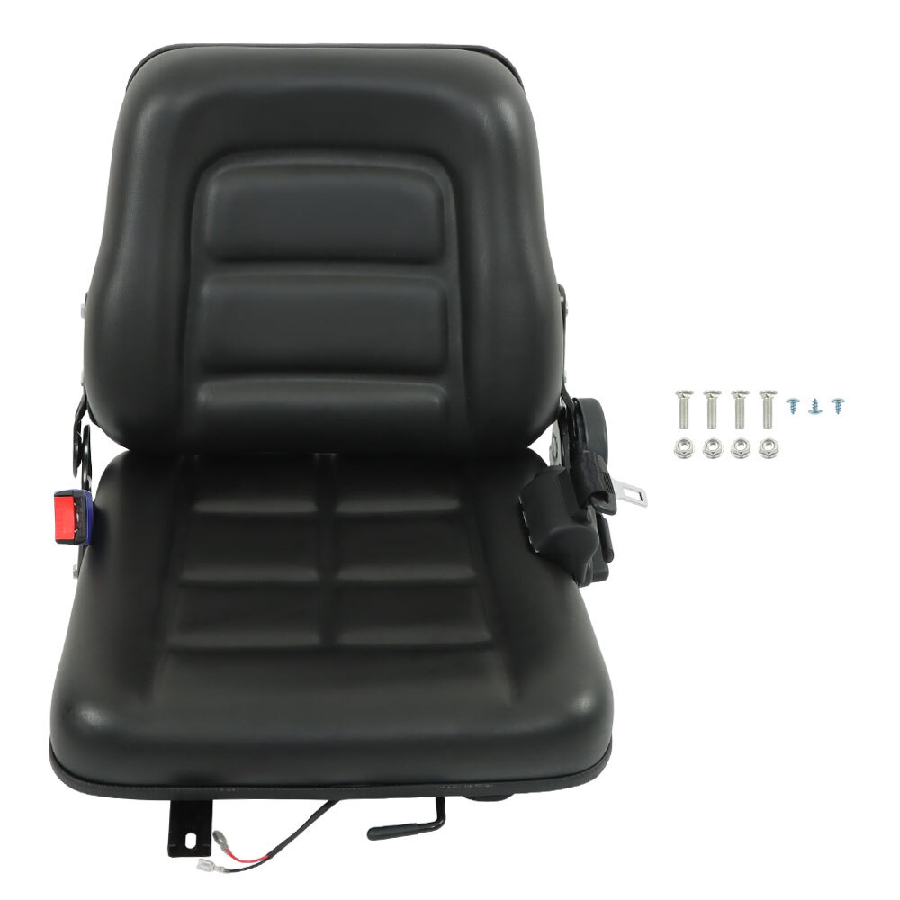 Universal Forklift Seat Fold Down Tractor Seat Adjustable Back & Seatbelt