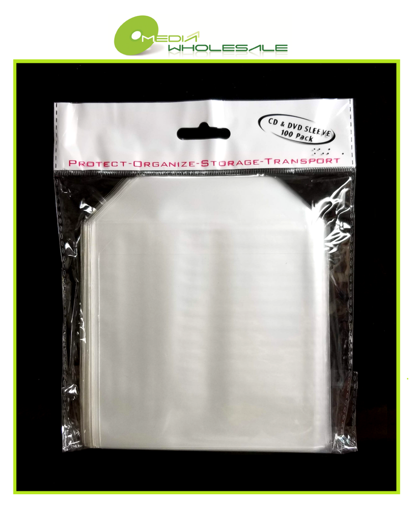 100 CD DVD Thin CPP Clear Plastic Sleeve with Flap (No Stitches) 65micron