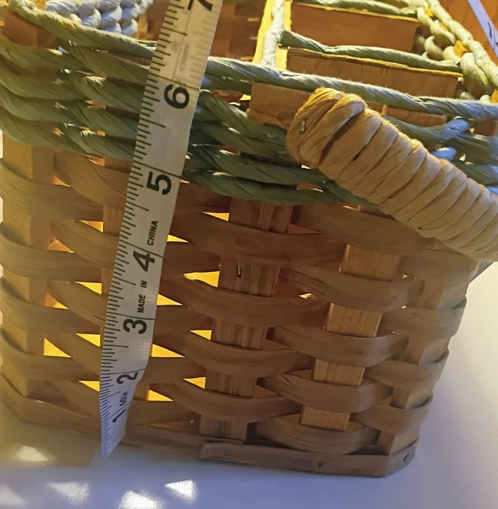 Vintage Rectangular Wicker Basket with Handle, 3 Compartments, Medium sized