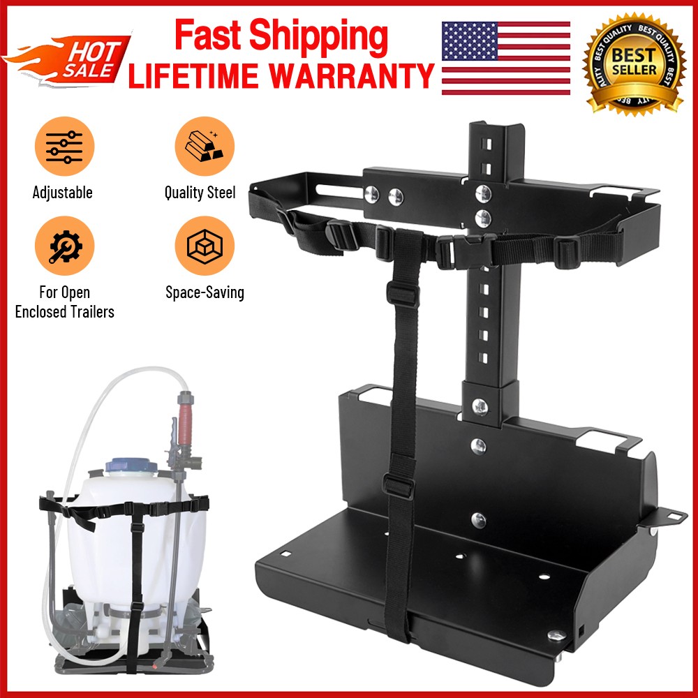 Adjustable Backpack Sprayer Rack for Landscape Trailers/Enclosed Trailers Black