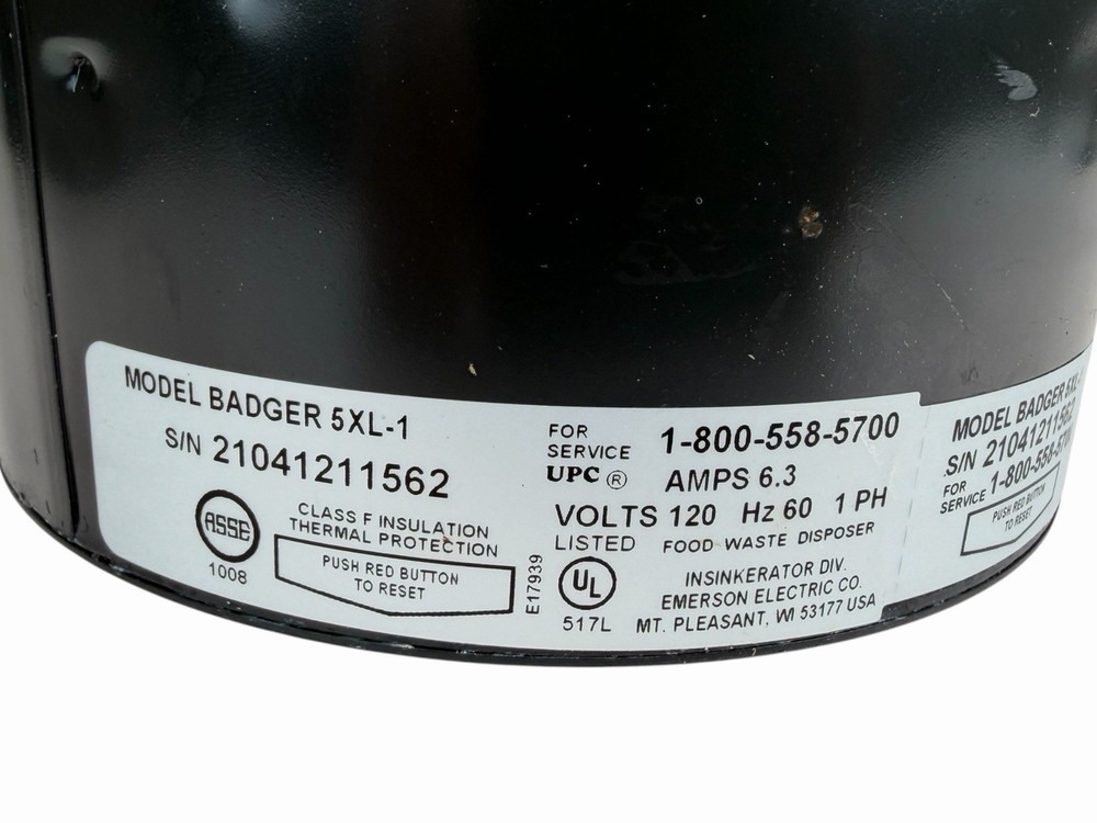 InSinkErator Badger 5XL Garbage Disposal 1/2 HP w/instructions