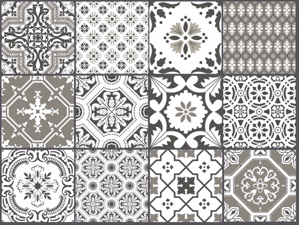 Tile Stickers for Kitchen Backsplash Floor Bath Removable: Patchwork Grey Pmix5