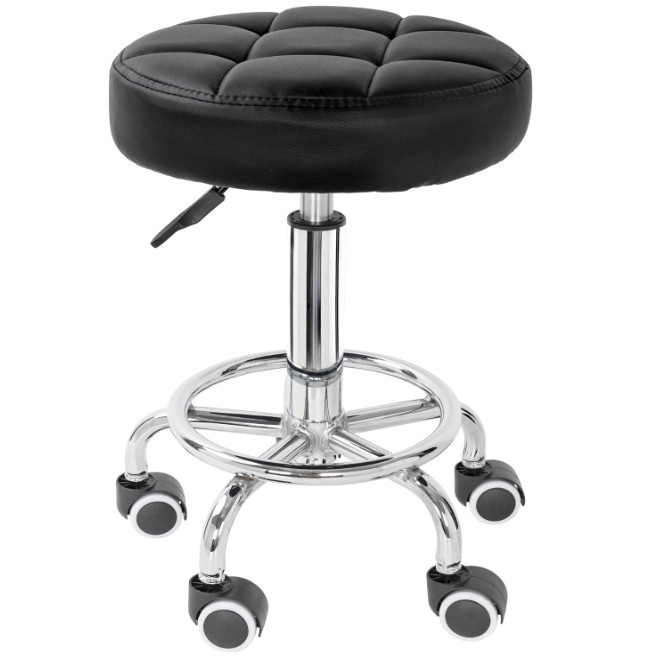 PU Leahter Rolling Stool Height Adjustable Round Swivel Stools for Spa Salon ...