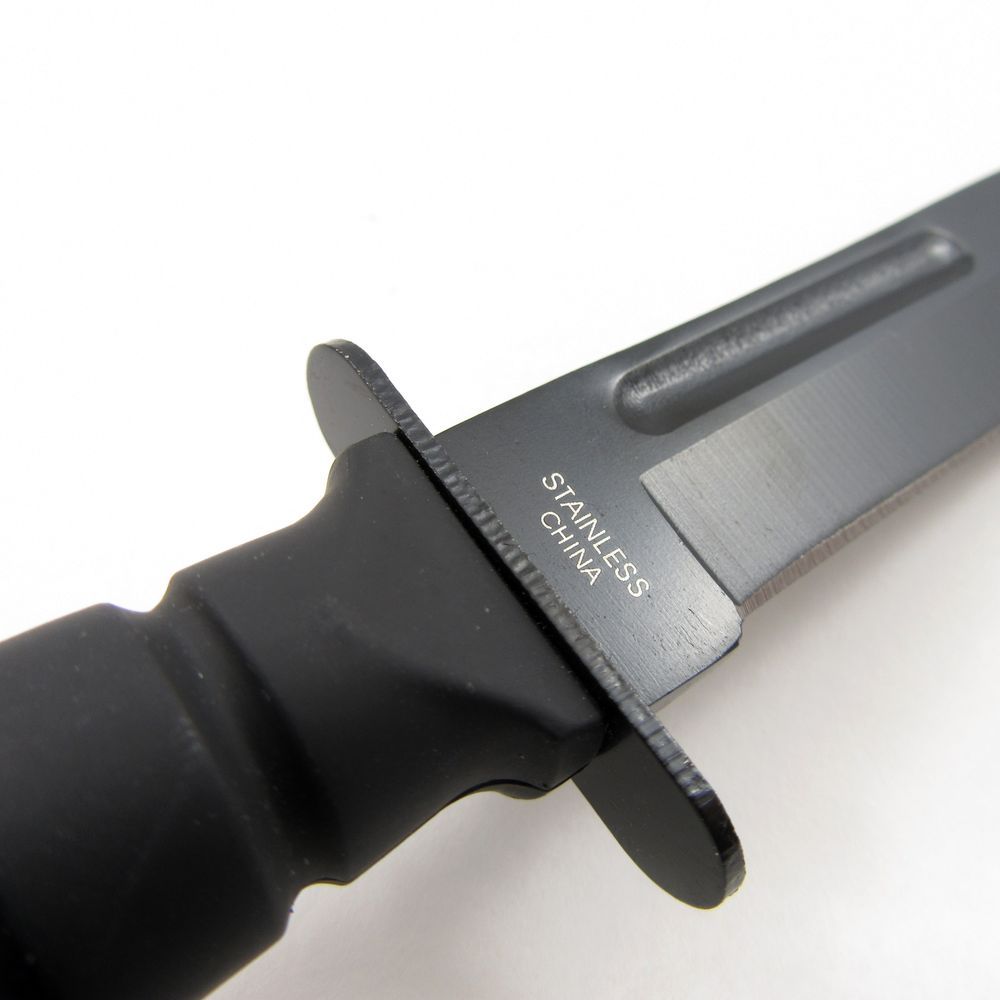 FIXED-BLADE SURVIVAL KNIFE | 7.5" Small Black Rubber Handle Tactical Combat EDC