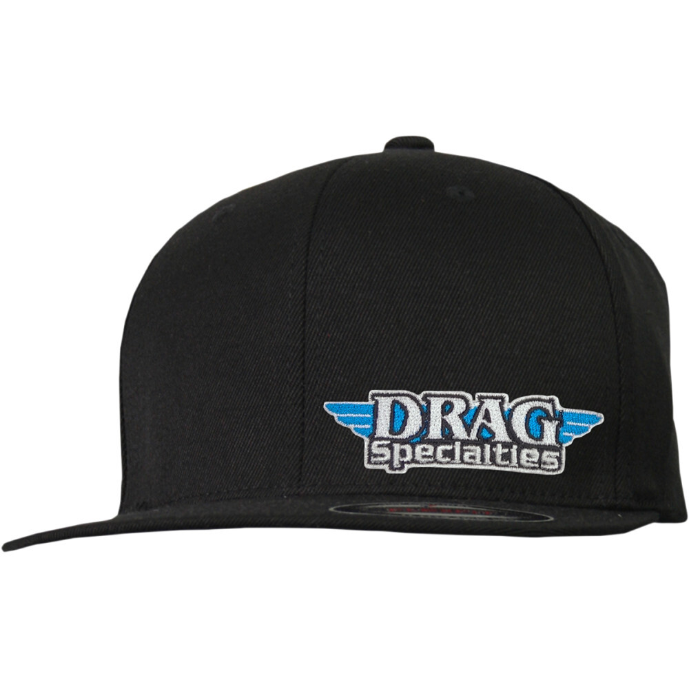 Throttle Threads Drag Specialties Flat Bill Adjustable Hat (Black/White/Blue)