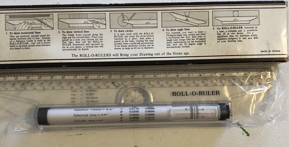 Roll-O-Ruler Rolling Drafting Ruler 12" CP-401 Model New In Box