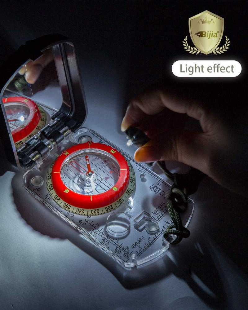 BIJIA Orienteering Map Compass -Sighting Mirror Compass with Adjustable Decli...