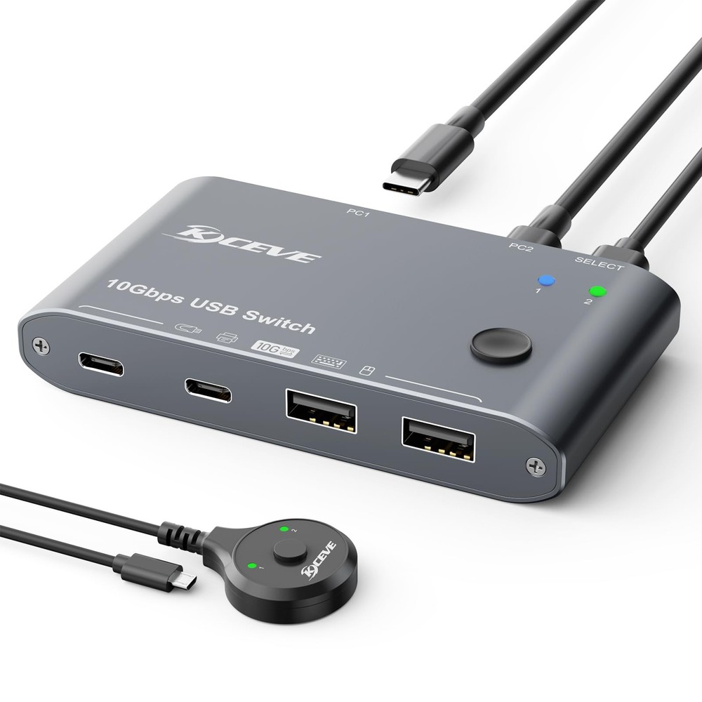 10Gbps USB C Switch 2 Laptops 2 in 4 Out USB 3.2 Switcher 2 Computers Share K...
