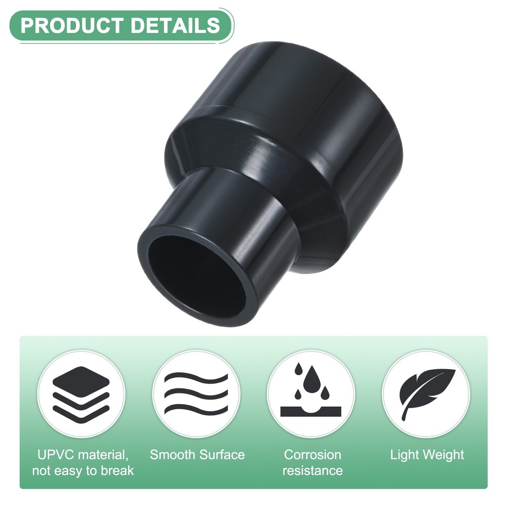 4-Pack UPVC Reducer Pipe Fitting, DN32*20 Reducing Coupling Connector, Grey