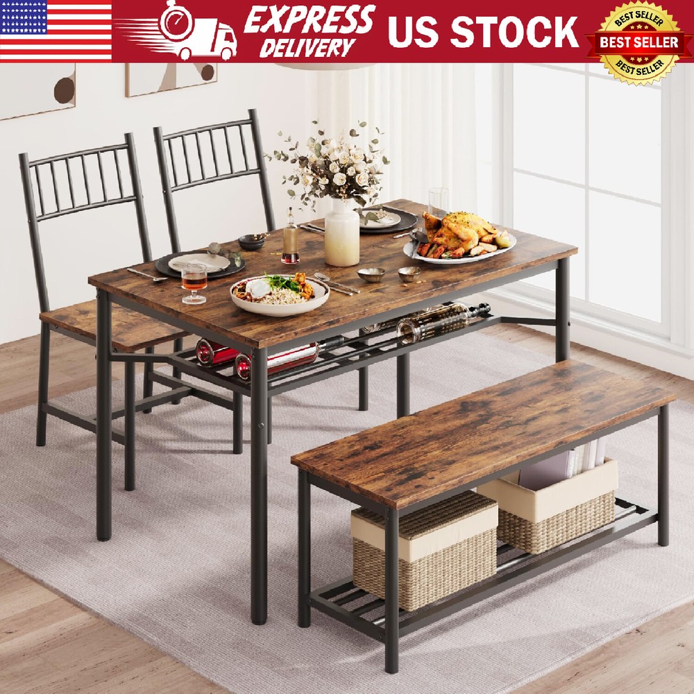 Dining Table Set with Bench and Chairs Kitchen Table Set Modern for Dining Room
