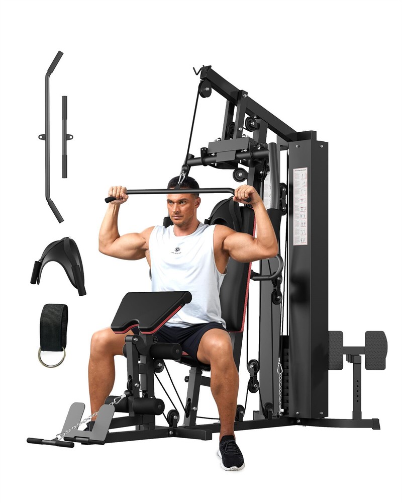 🔵Home Gym Machine, Multifunctional Workout Equipment with 150 Lbs Weight Stack