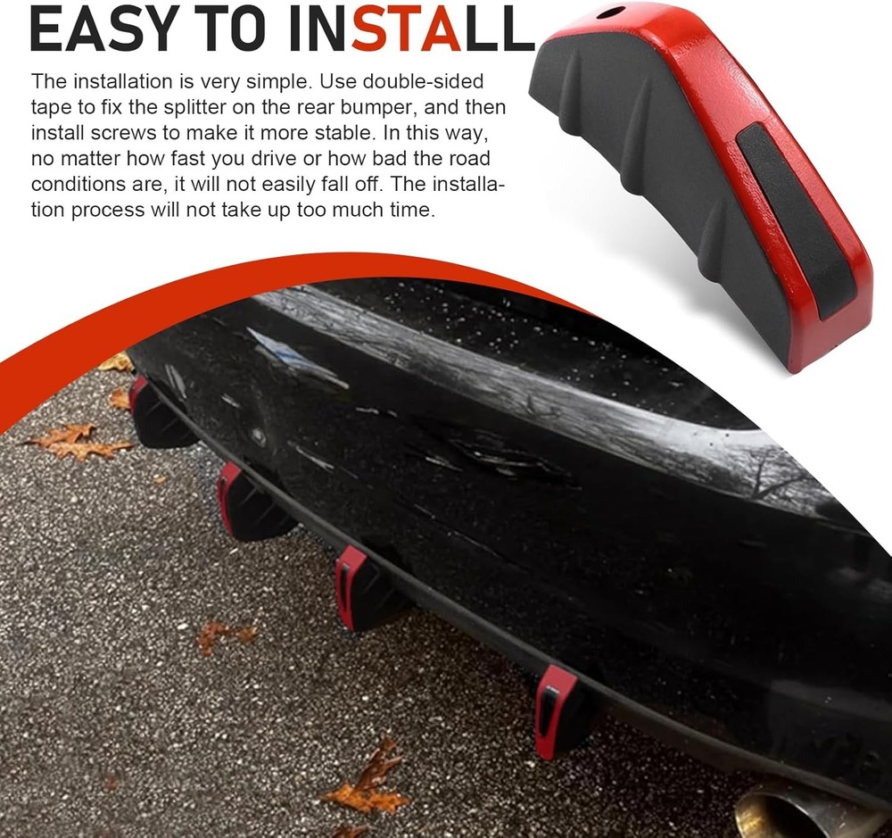 4 PCS Lower Bumper Lip Diffuser, Anti-scratch Triangular-shape Bump Color: Red