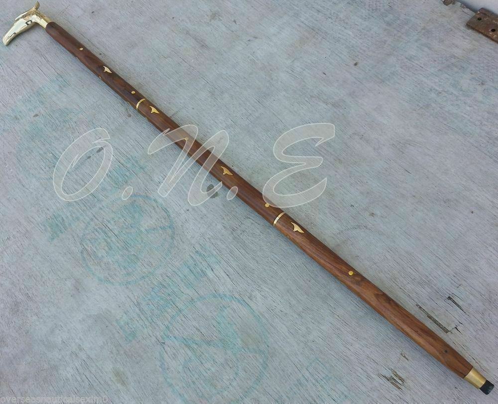 Solid Eagle Head Wooden Walking Stick Victorian Handle Antique Style Cane Gift