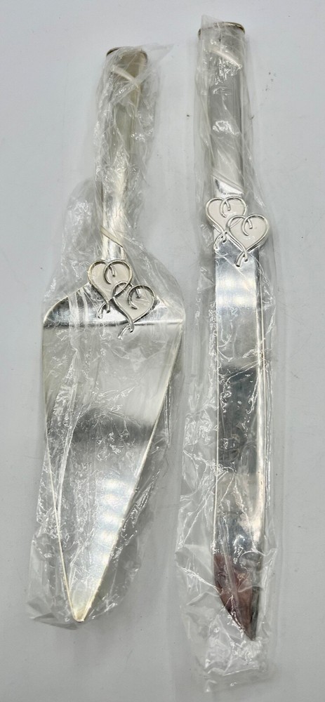 2 Piece-Lenox True Love Silver Plated Cake Serving Set Cake Server & Knife