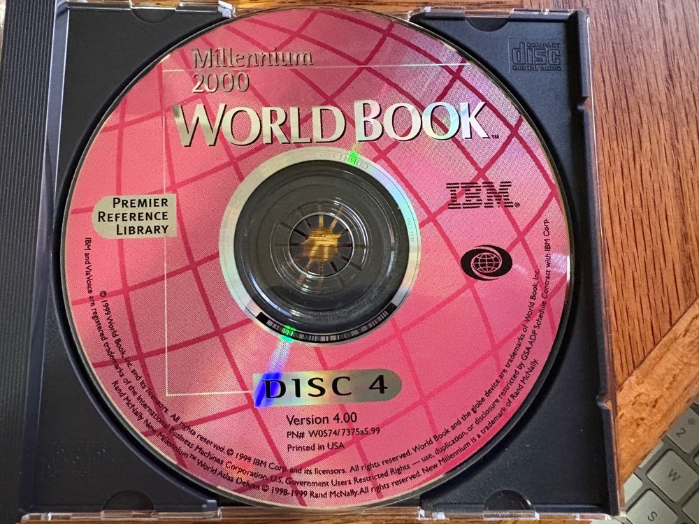 IBM Millennium 2000 World Book v4.00 (1999) - PC CD Software 4 Disk Set
