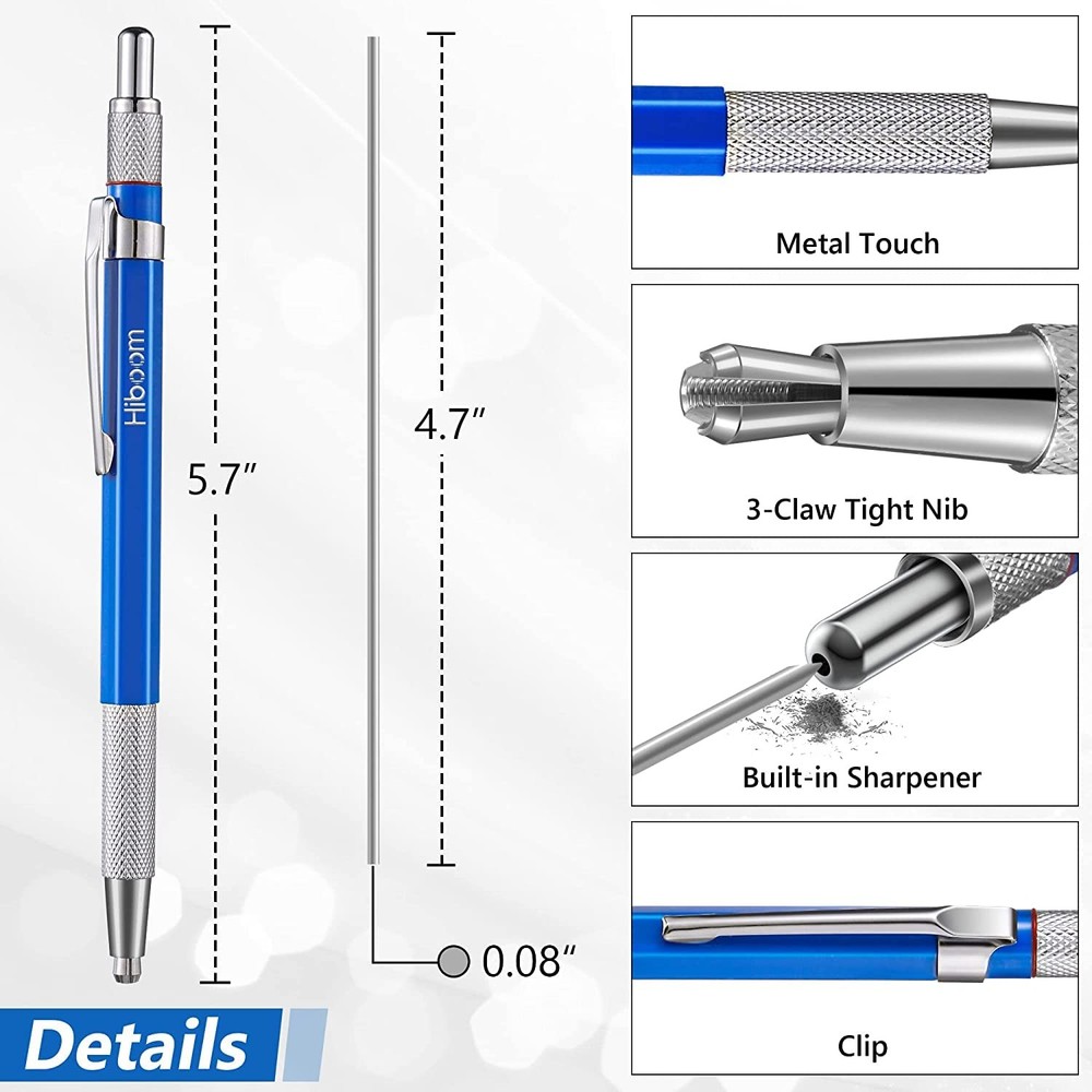 Hiboom 2 Pcs Welders Pencil with 24 Silver Round Refills,