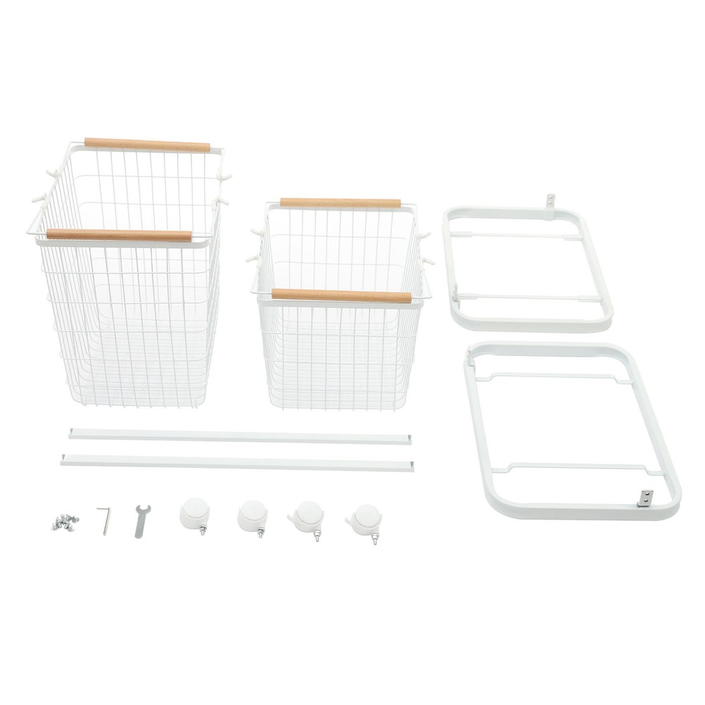 Two-Tier Laundry Basket With Removable Baskets & Universal Wheels