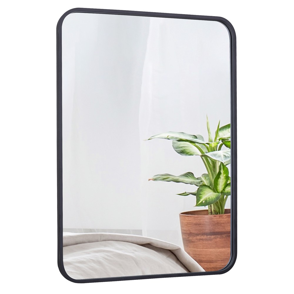 2PCS Wall Mirror 22" X 30" Vanity Mirror for Bathroom Rectangular Metal Black