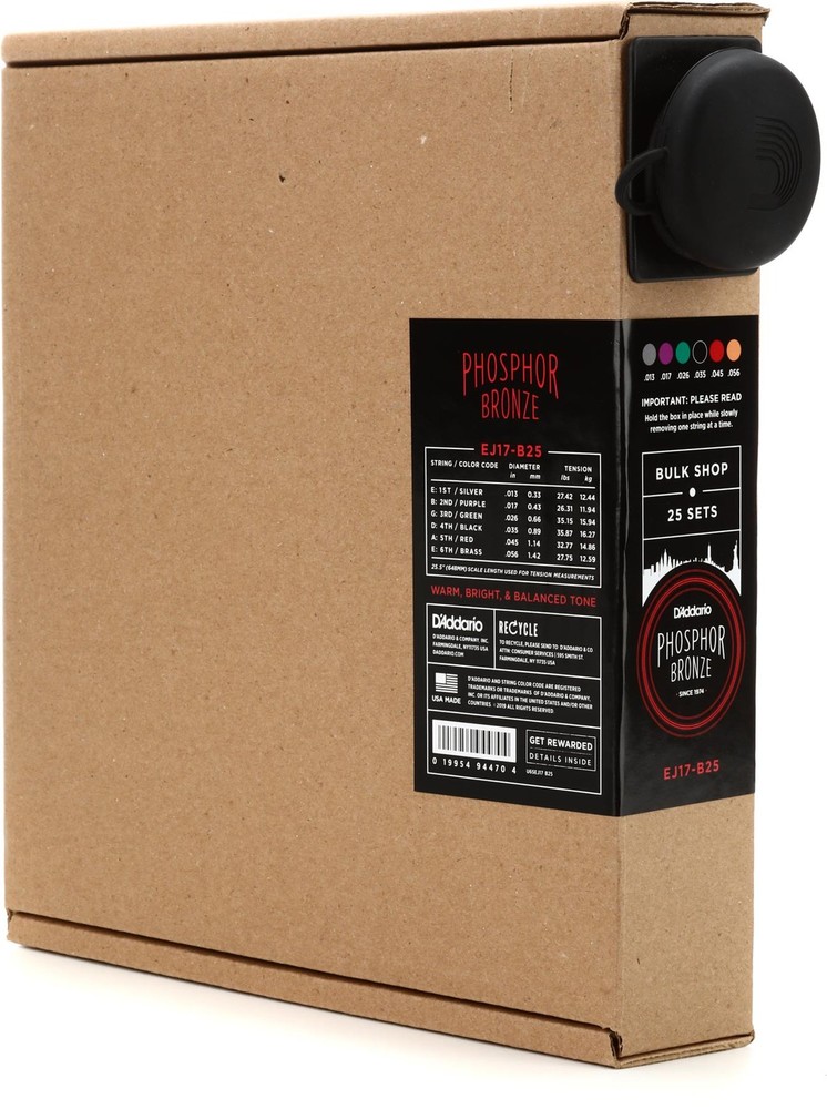 D'Addario EJ17 Phosphor Bronze Medium Acoustic Strings 25-Pack
