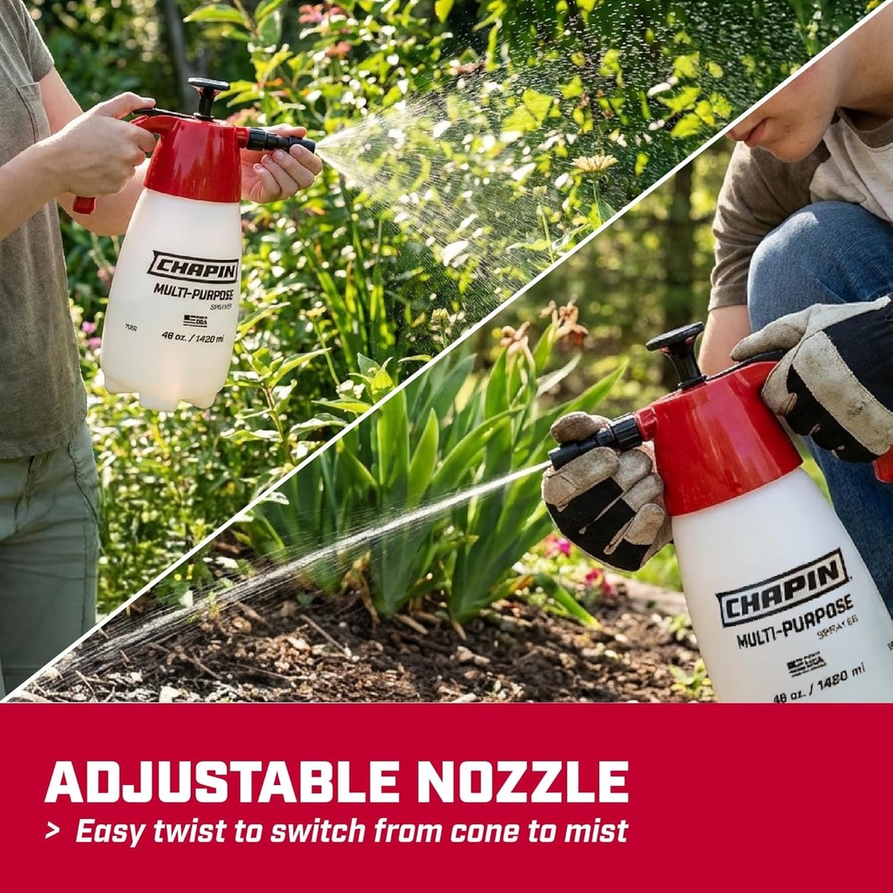 Handheld Pump Sprayer, 48oz, Multi‑Purpose, Lawn & Garden, Translucent Poly Tank