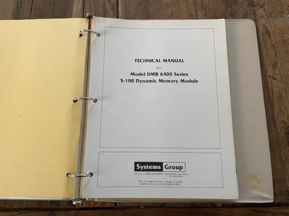 Technical Manual for Model DMB 6400 Series - S100 Dynamic Memory Module