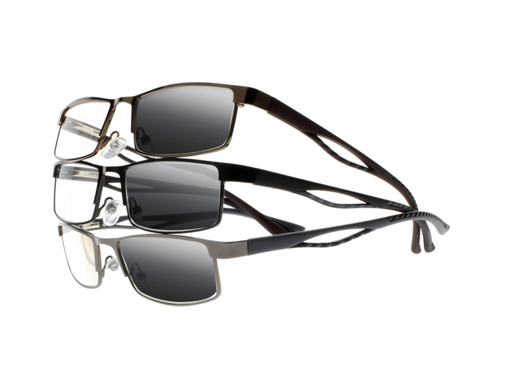 Men Transition Photochromic Gun Nerd Geek Computer Reading Glasses Sun Reader