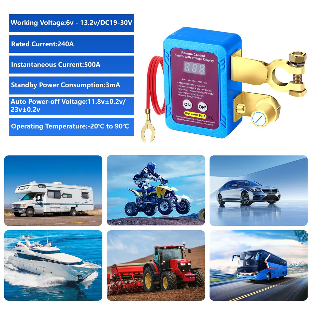 Car Battery Switch Disconnect Power Kill Master Isolator Cut Off Remote Control