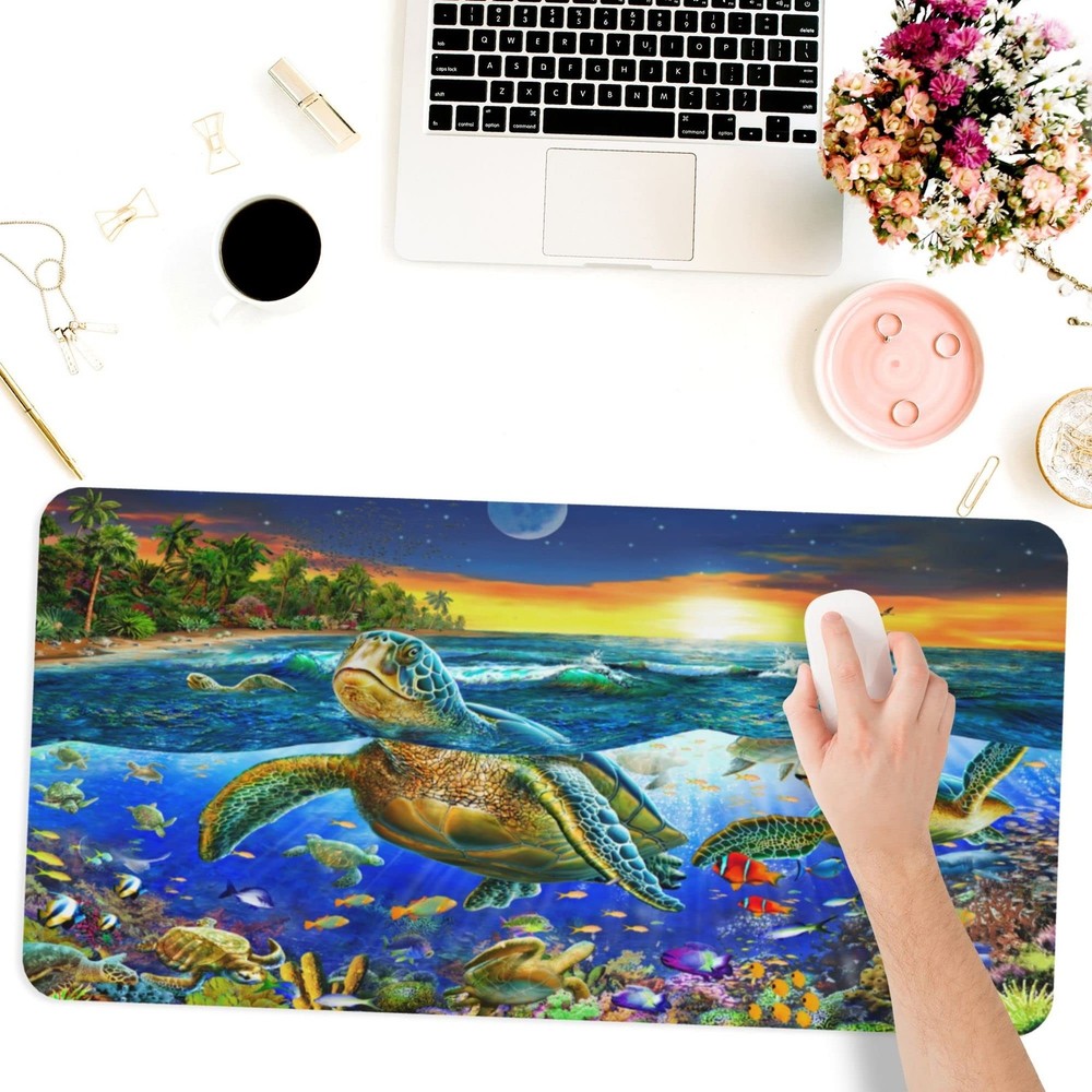 Desk Mat,Sea Turtle Extended Gaming Mouse Pad for Office Work & Game,Computer...