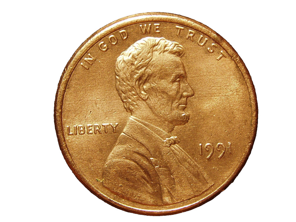 1991  CLEANED  LINCOLN MEMORIAL CENT #3