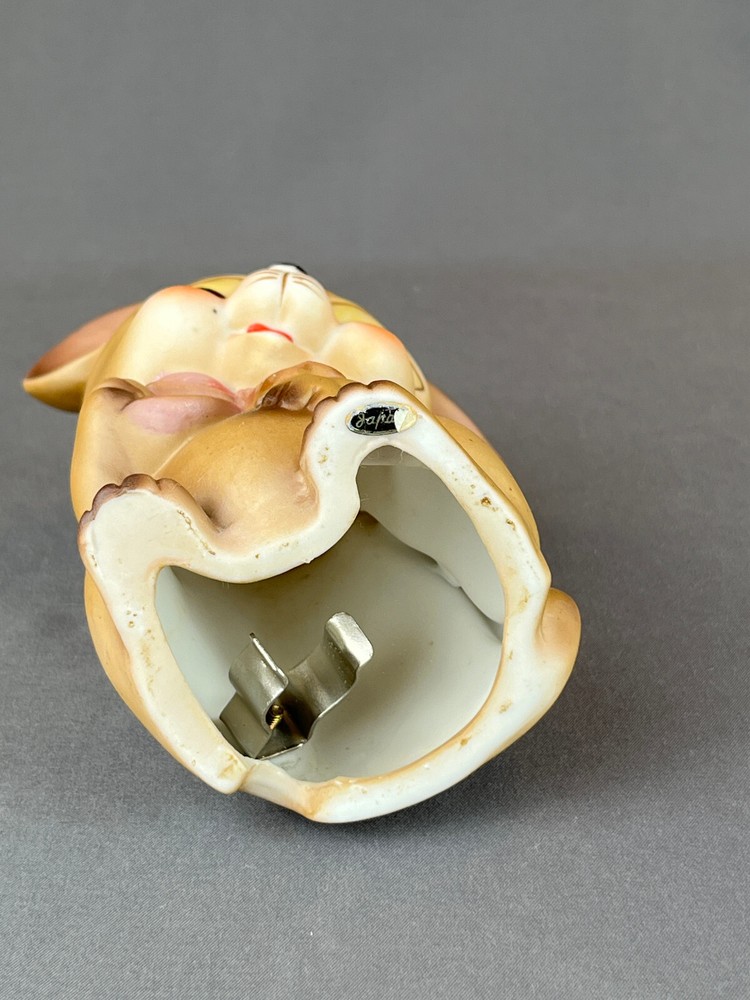 Vintage Josef Original MOUSE WITH PINK BOW 6" Ceramic Night Light ~ Working