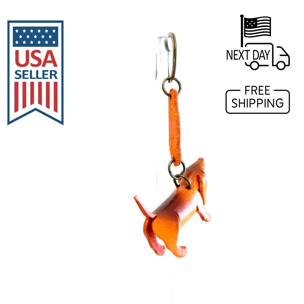 Basset Hound Handmade Leather Keyring