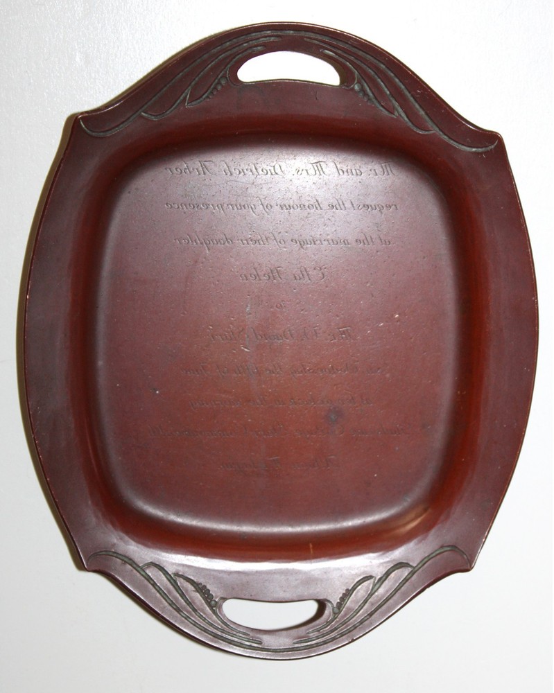 Hammered Solid Copper Invitation Art Deco