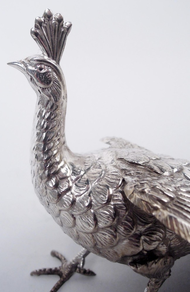 Modern Peacocks Birds Ornaments Spanish Silver