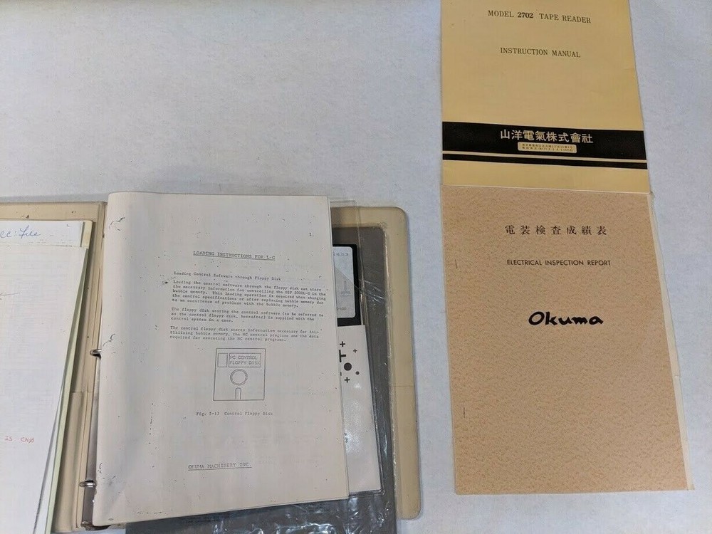OKUMA LD-15 SOFTWARE AND PARAMETERS BINDER AND DISK